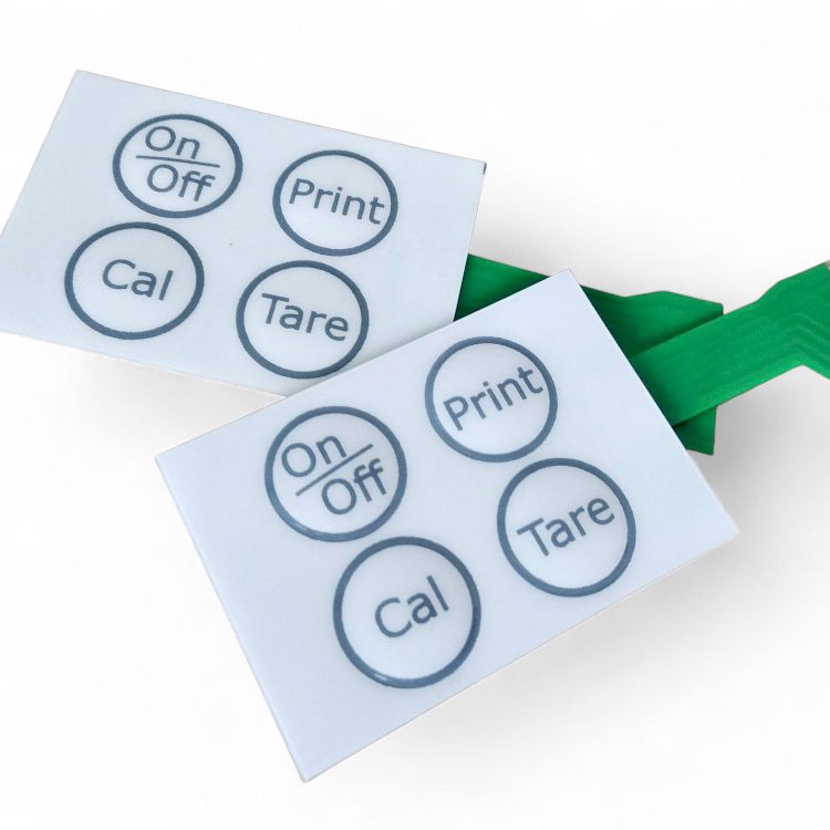 teclado de membrana de uso médico Dos teclados de membrana con 4 teclas cada uno y cable verde Cao Ingtec