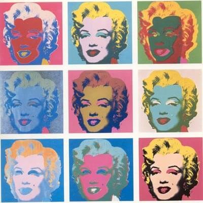 cartulina serigrafiada Cao Ingtec Varias representaciones en colores de Marilyn Monroe dispuestas en una cuadrícula de 3x3 serigrafiada